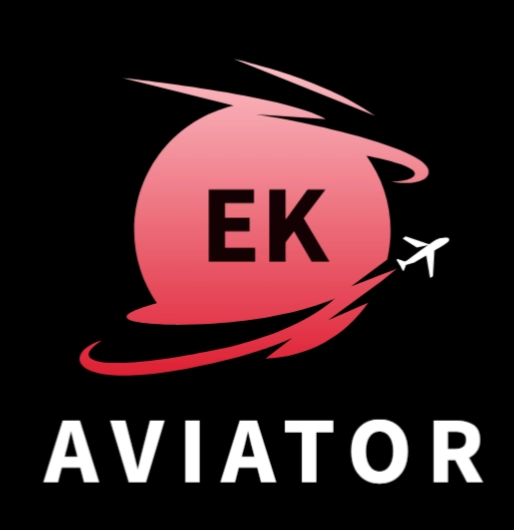 Aviator game logo, depicting a red airplane with the abbreviation EK